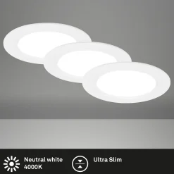 LED uppoasennusvalaisin Jeft, Ø12cm, valkoinen, 3 kpl, on/off, jäykkä