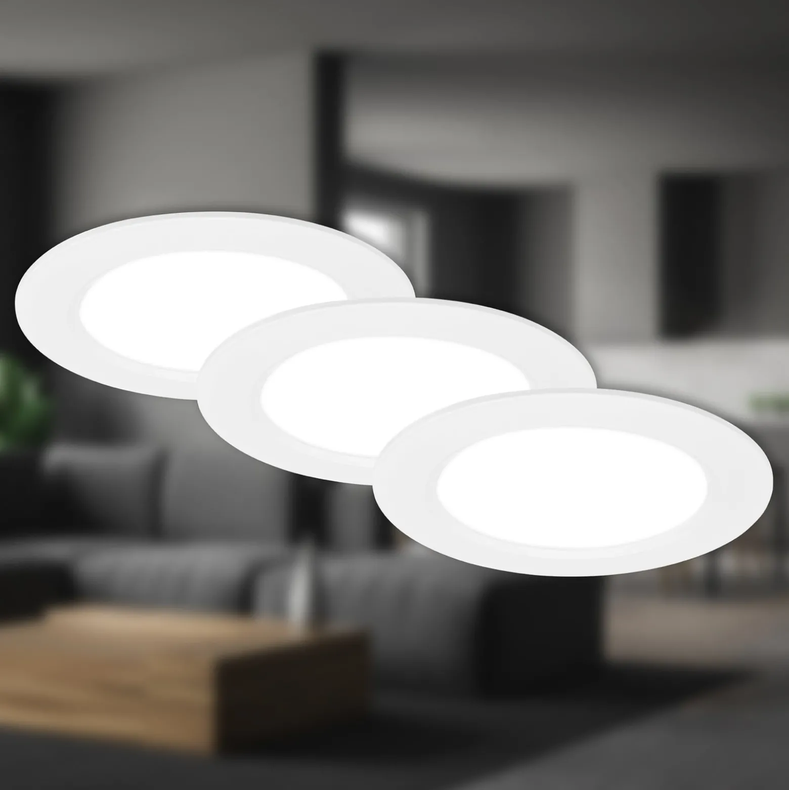 LED uppoasennusvalaisin Jeft, Ø12cm, valkoinen, 3 kpl, on/off, jäykkä