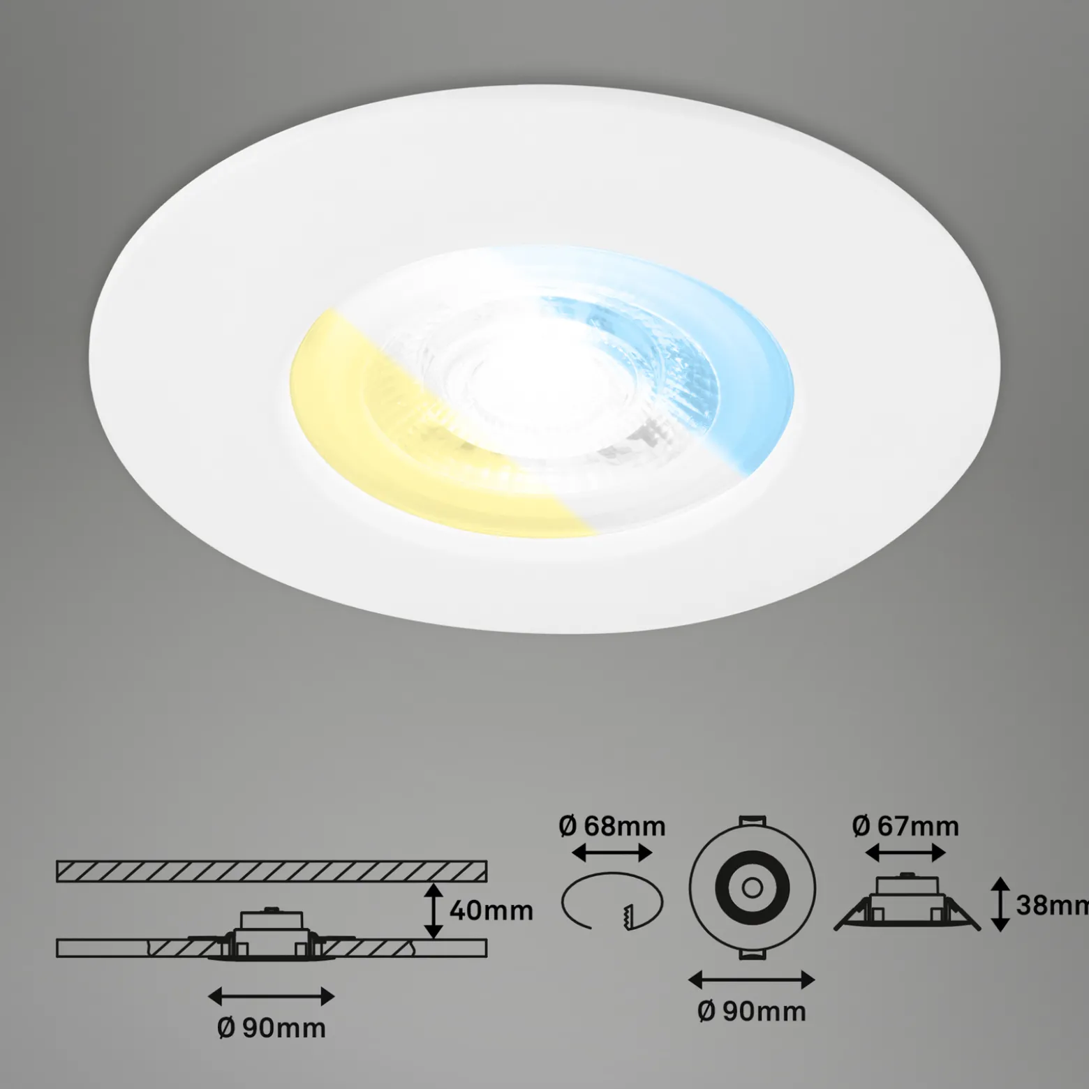 LED-uppokohdevalo 7605 IP44, 3 kpl, CTS, valkoinen