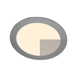 LED uppopaneeli Justus, Ø 14,5 cm, hopea, IP44