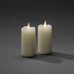 LED-vahakynttilä kerma, valoväri meripihka Ø5cm 2x