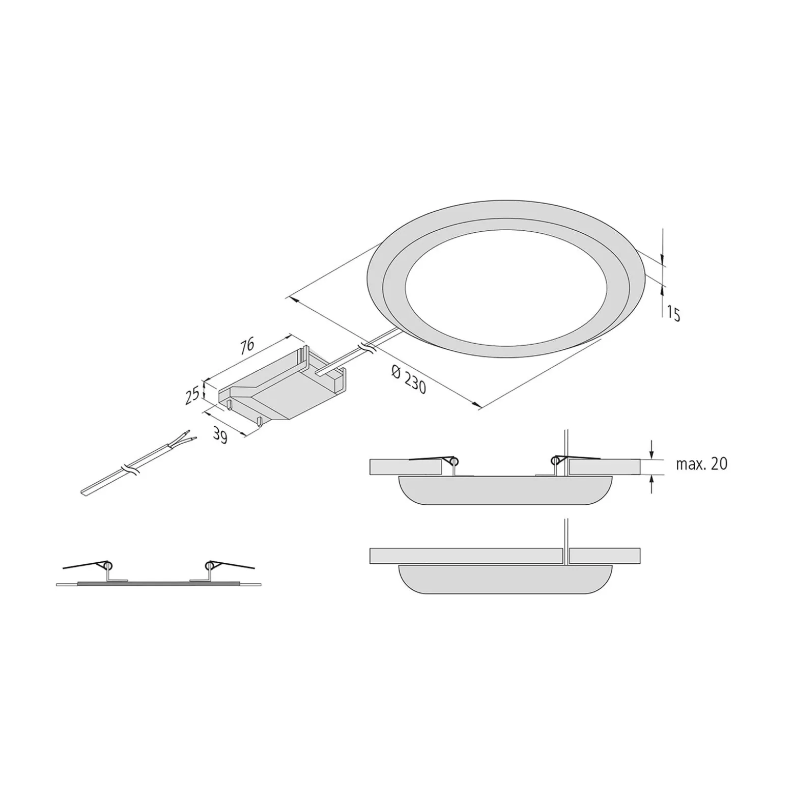 LED-valaisin FR 65/205, kromi, 3 000 K