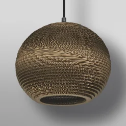 LEDVANCE-riippuvalaisin Pallo, Ø 26 cm, ruskea, aaltopahvi, Aaltopahvi, E27