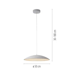 LENTE-LED-riippuvalaisin, valkoinen, Ø 50 cm, metalli, Switchdim