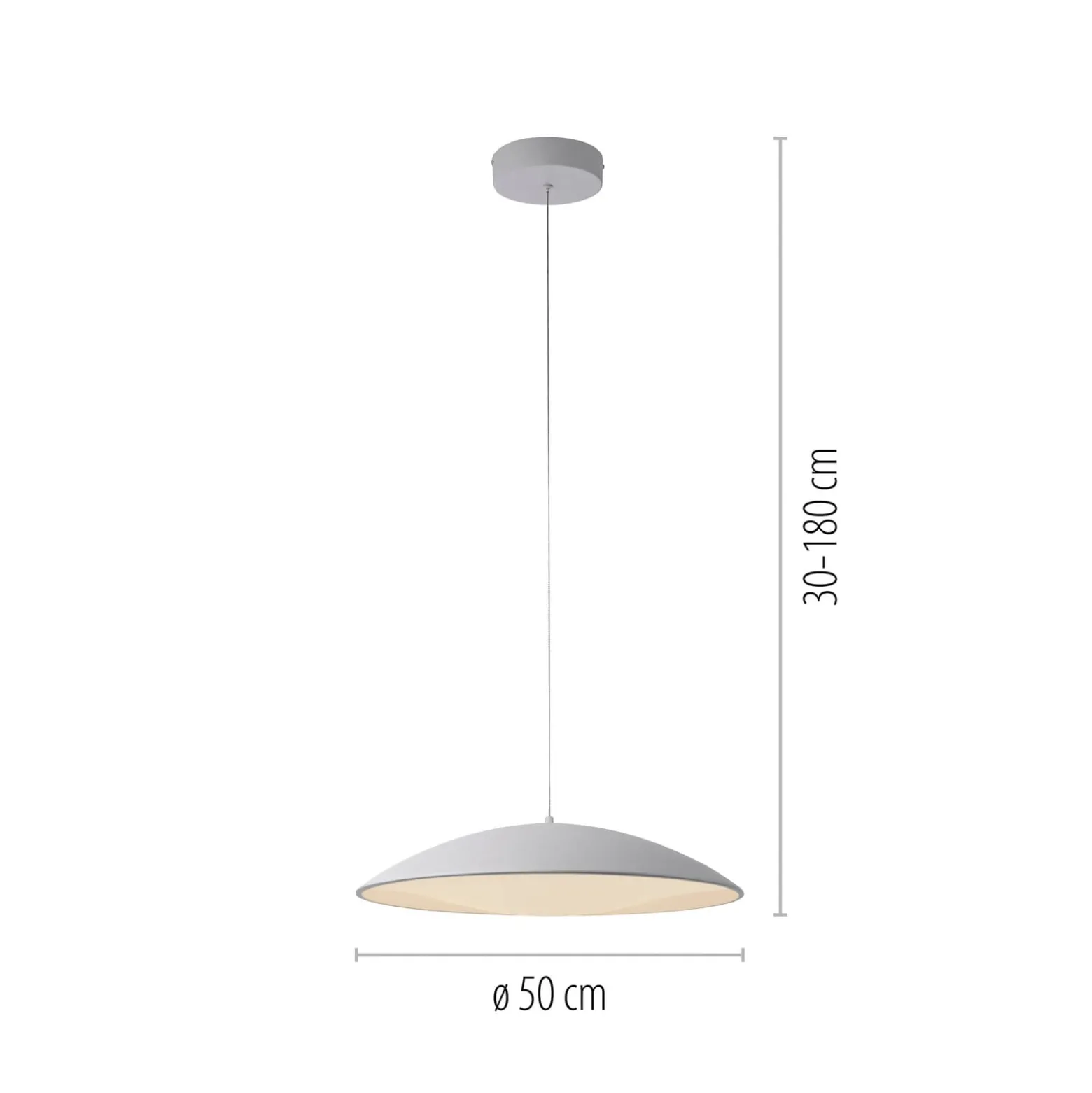 LENTE-LED-riippuvalaisin, valkoinen, Ø 50 cm, metalli, Switchdim