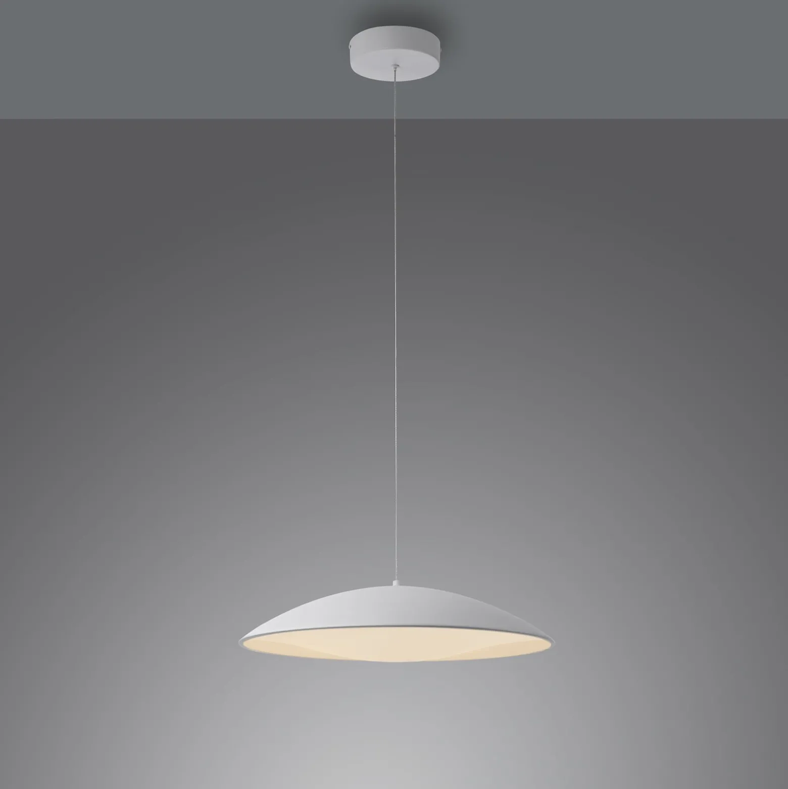 LENTE-LED-riippuvalaisin, valkoinen, Ø 50 cm, metalli, Switchdim