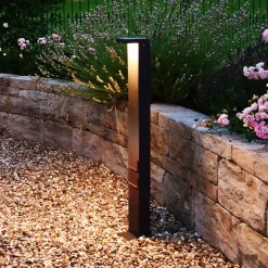 Lerna LED polkuvalaisin, korkeus 100 cm, CCT, harmaa, pistorasiat