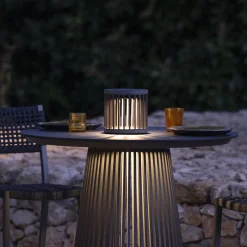 Les Jardins LED-aurinkopöytävalaisin Halo, harmaa, alumiini/graniitti
