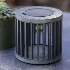 Les Jardins LED-aurinkopöytävalaisin Halo, harmaa, alumiini/graniitti
