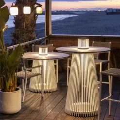 Les Jardins LED-aurinkopöytävalaisin Halo, valkoinen, alumiini/graniitti