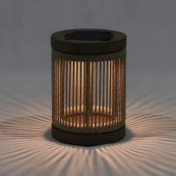 Les Jardins LED-aurinkopöytävalaisin Rop&Strip, harmaa/beige