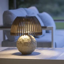 Les Jardins LED-pöytävalaisin Alba, harmaa/beige, korkeus 41 cm