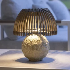 Les Jardins LED-pöytävalaisin Alba, harmaa/beige, korkeus 41 cm