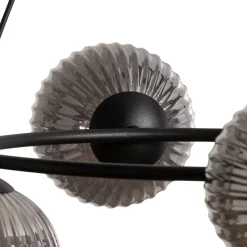 Libra olohuoneen valaisin, savunharmaa/musta, Ø 70 cm, 5-valo.