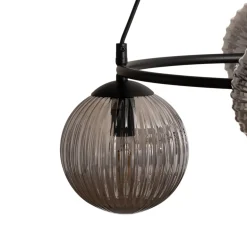 Libra olohuoneen valaisin, savunharmaa/musta, Ø 70 cm, 5-valo.