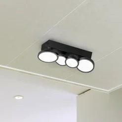 LIGHTME-LED-kattovalo Aqua GU10 4-lamppuinen musta