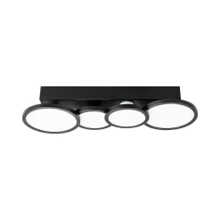 LIGHTME-LED-kattovalo Aqua GU10 4-lamppuinen musta
