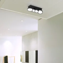 LIGHTME-LED-kattovalo Aqua GU10 4-lamppuinen musta