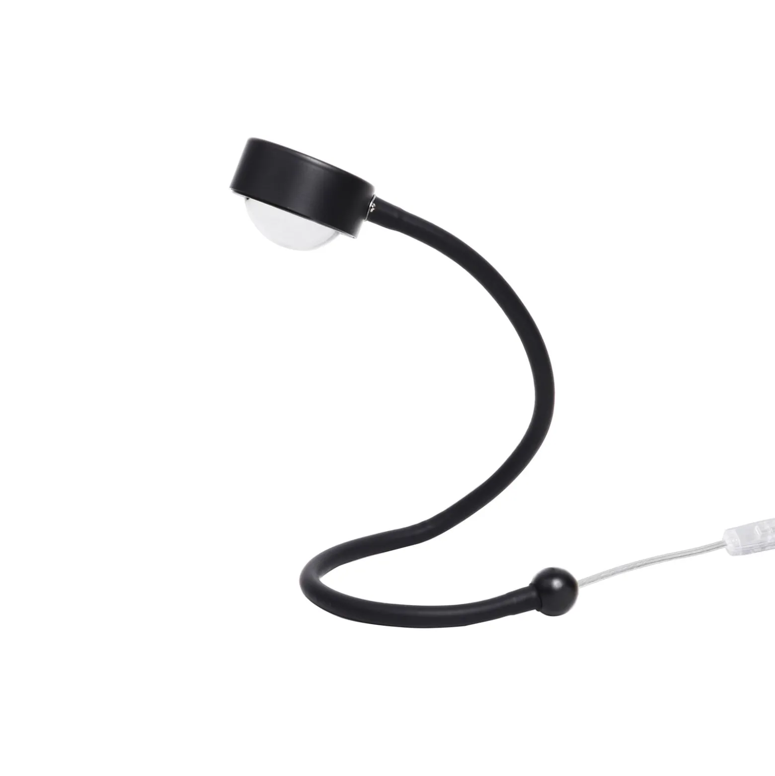 LIGHTME pöytävalaisin Powerlens Snake, musta, joustava varsi