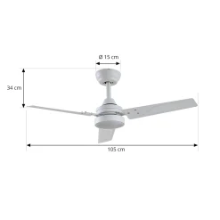 Lindby Aerallo LED-kattotuuletin, valkoinen, CCT, hiljainen
