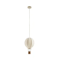 Lindby Aeris -lastenhuoneen riippuvalaisin, beige, Ø35 cm, tekstiili, E27