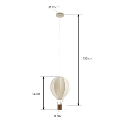 Lindby Aeris -lastenhuoneen riippuvalaisin, beige, Ø35 cm, tekstiili, E27