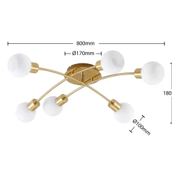 Lindby Agmar-kattovalaisin messinkiä, 6-lamppuinen