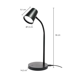 Lindby Ailina LED-pöytälamppu, korkeus 36 cm, musta, himmennettävä