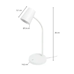 Lindby Ailina LED-pöytälamppu, korkeus 36 cm, valkoinen, himmennettävä