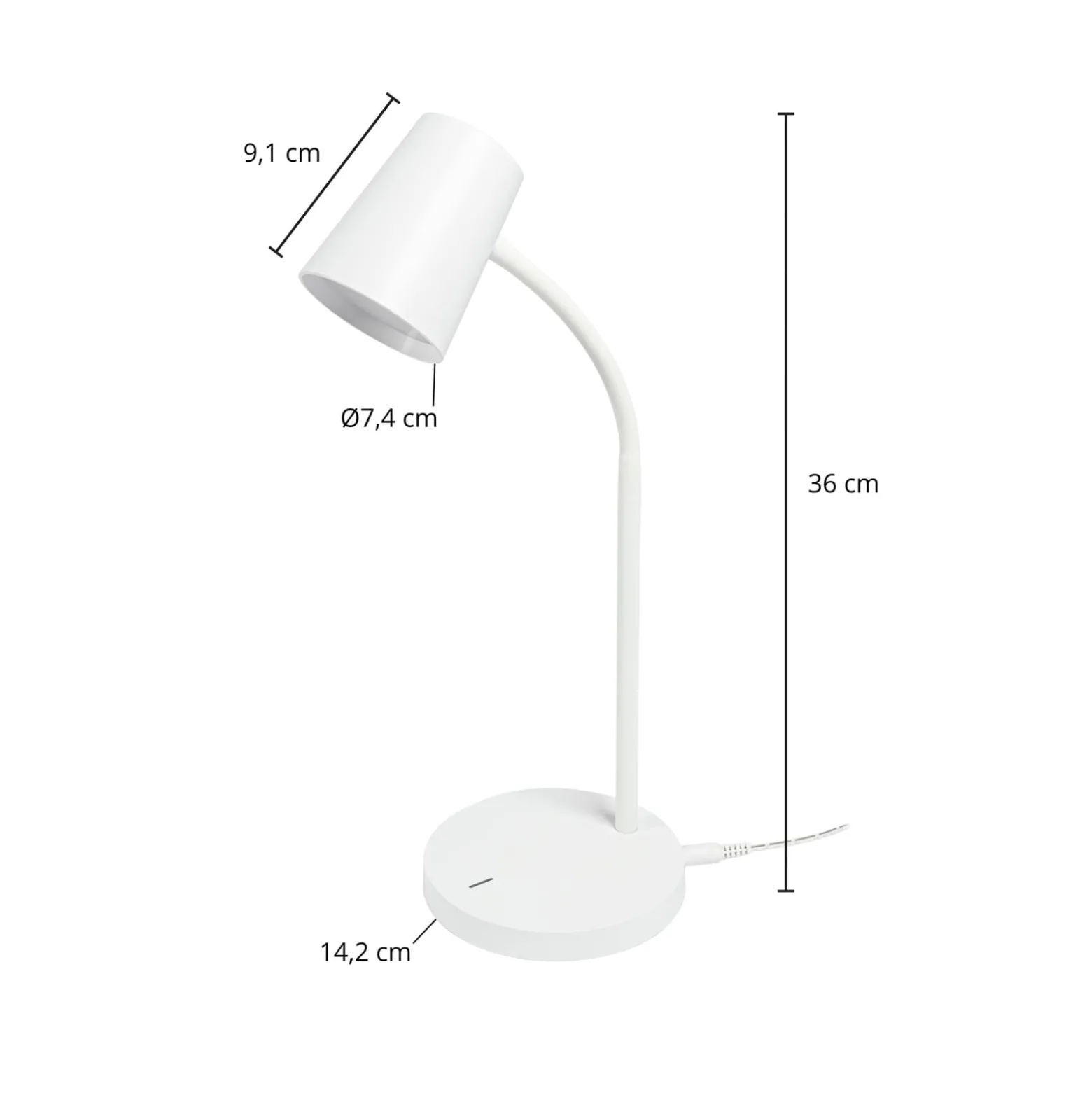 Lindby Ailina LED-pöytälamppu, korkeus 36 cm, valkoinen, himmennettävä