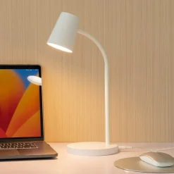 Lindby Ailina LED-pöytälamppu, korkeus 36 cm, valkoinen, himmennettävä
