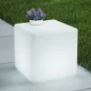 Lindby Akku-LED-ulkovalaisin Cubara, RGB, kuutio, muovi