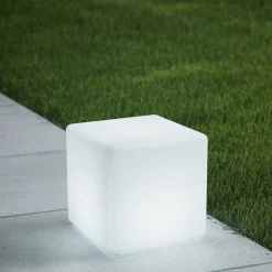 Lindby Akku-LED-ulkovalaisin Cubara, RGB, kuutio, muovi