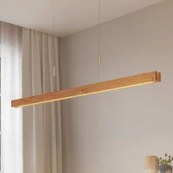 Lindby Alimara LED-riippuvalaisin, puuta, pituus 138 cm