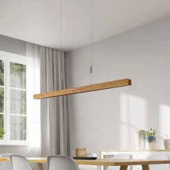 Lindby Alimara LED-riippuvalaisin, puuta, pituus 138 cm