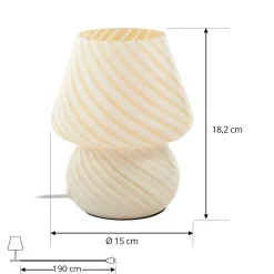 Lindby Andriana pöytävalaisin, keltainen/valkoinen, lasia, Ø 15 cm