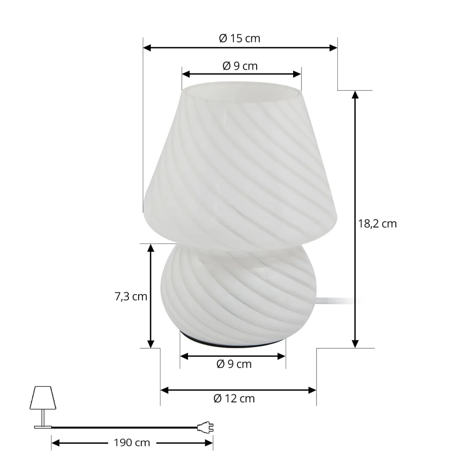 Lindby Andriana pöytävalaisin, valkoinen, lasi, Ø 15 cm