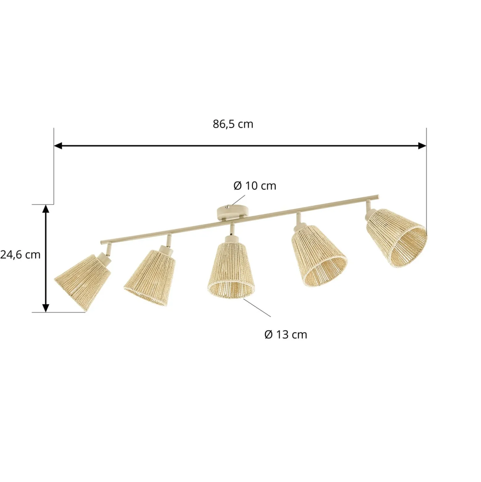 Lindby Anuva -kattokohdevalo, 86 cm, 5-lamppuinen, beige, paperi