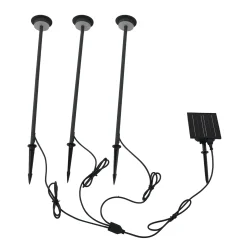 Lindby aurinkokäyttöinen LED-valaisin Lyris, 3 kpl, musta, alumiini, 3 000 K