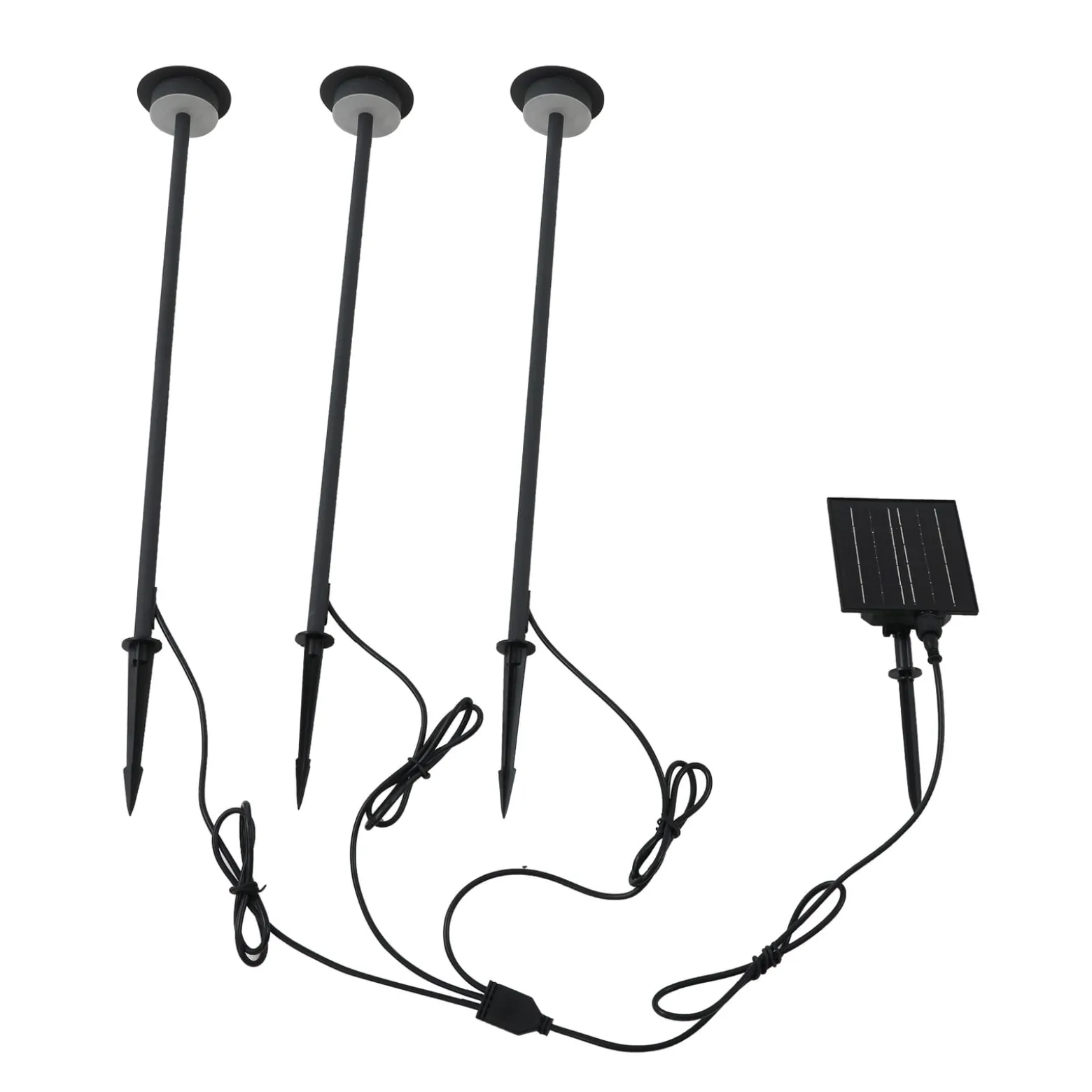 Lindby aurinkokäyttöinen LED-valaisin Lyris, 3 kpl, musta, alumiini, 3 000 K