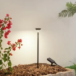 Lindby aurinkokäyttöinen LED-valaisin Lyris, musta, alumiini, 3 000 K