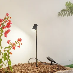 Lindby aurinkokäyttöinen LED-valaisin Myric, musta, alumiini, 3 000 K