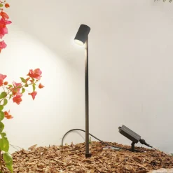 Lindby aurinkokäyttöinen LED-valaisin Myric, musta, alumiini, 3 000 K