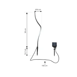 Lindby aurinkokäyttöinen LED-valaisin Sabriel, kaareva, musta, alumiini, 3000K