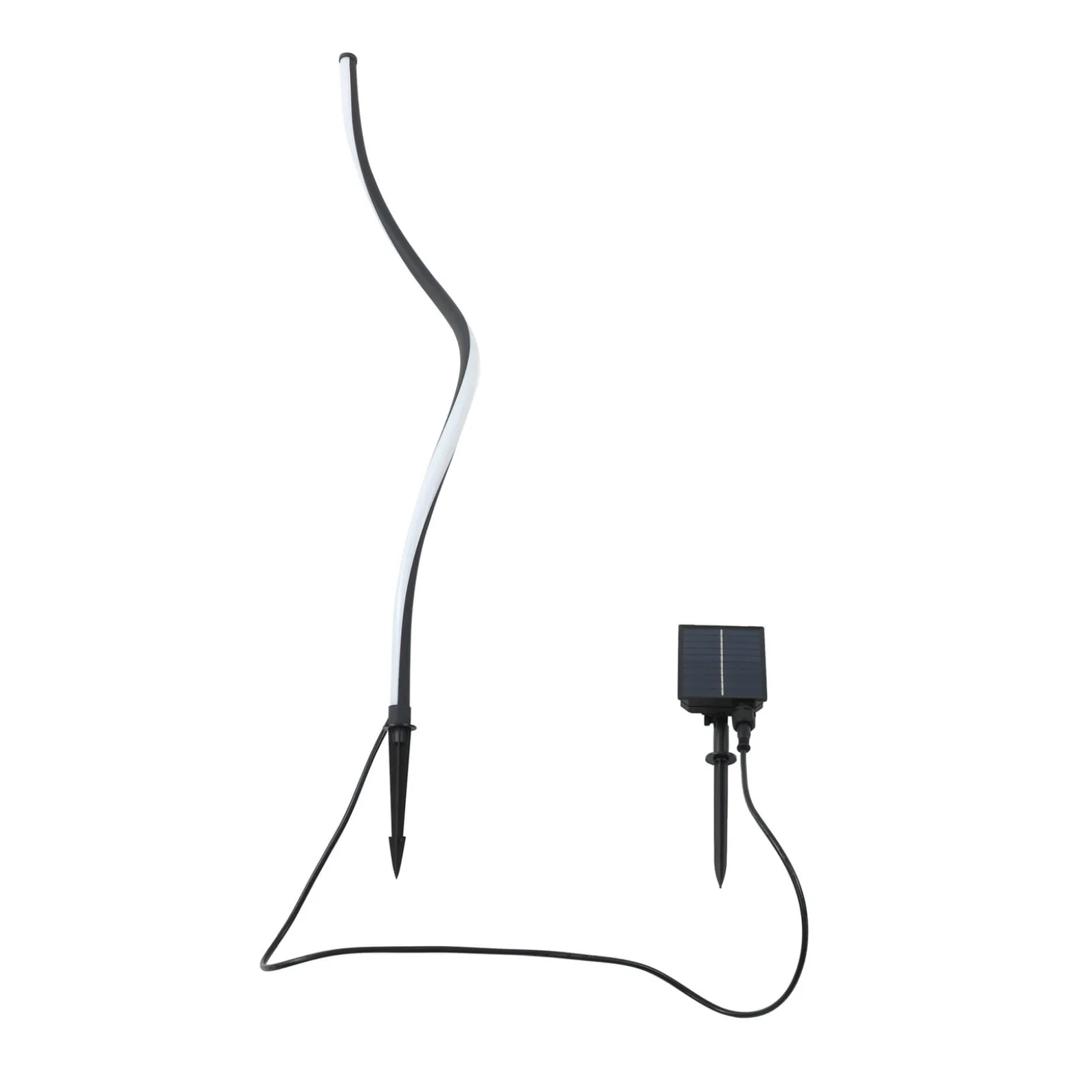 Lindby aurinkokäyttöinen LED-valaisin Sabriel, kaareva, musta, alumiini, 3000K