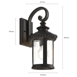 Lindby Barret ulkoseinävalaisin, 39 cm, alumiini, ruskea