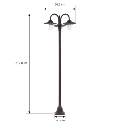 Lindby Bilma -ulkovalaisin, 3-lamppuinen, ruoste, 220 cm, lasi, IP65