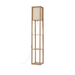 Lindby Birta lattiavalaisin, puunvärinen/valkoinen, hylly, puu