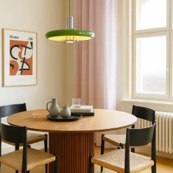 Lindby Branford -riippuvalaisin, retro, Ø 35 cm, vihreä, metalli