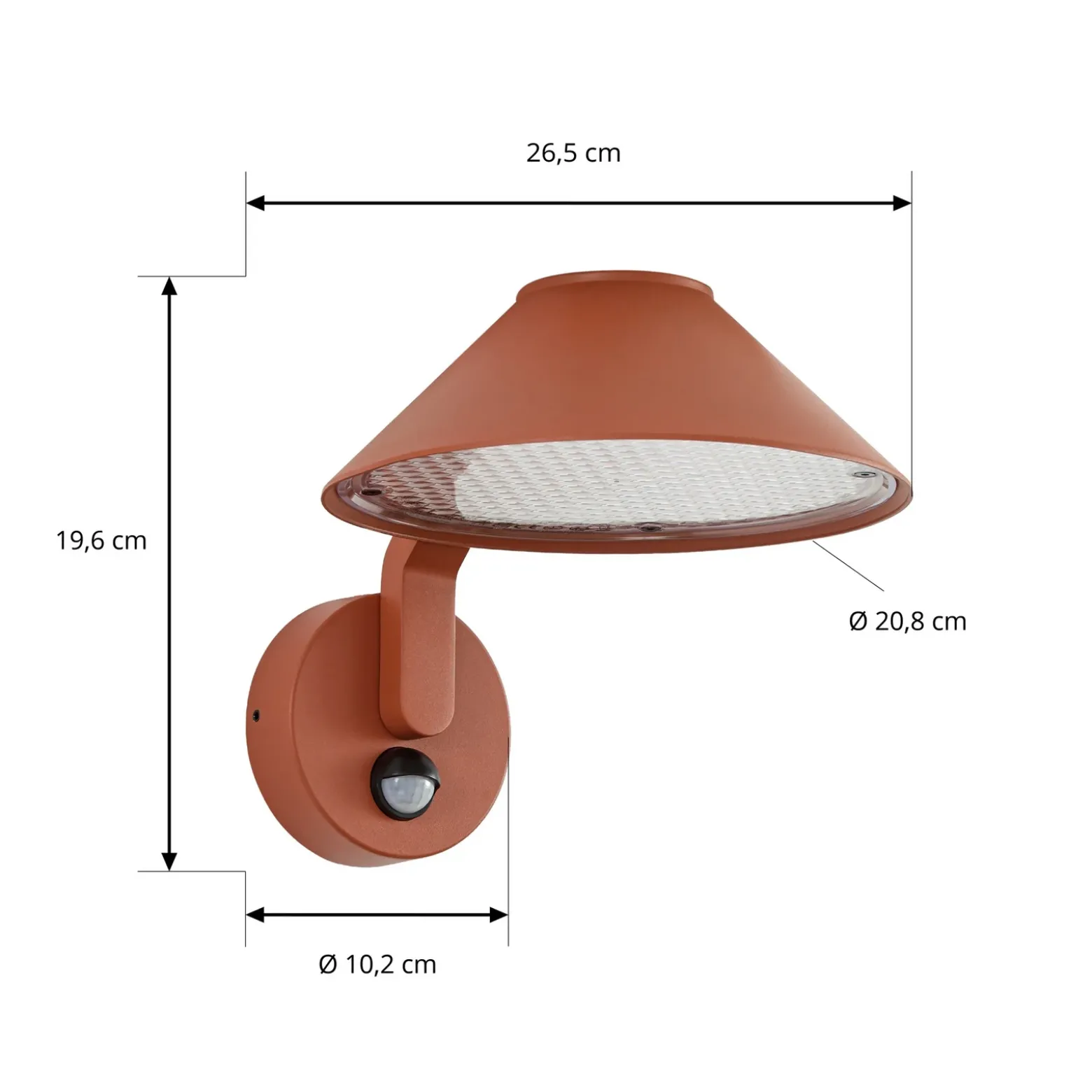 Lindby Capelo LED-ulkoseinälamppu, sävytetty, halkaisija 20 cm, liiketunnistin
